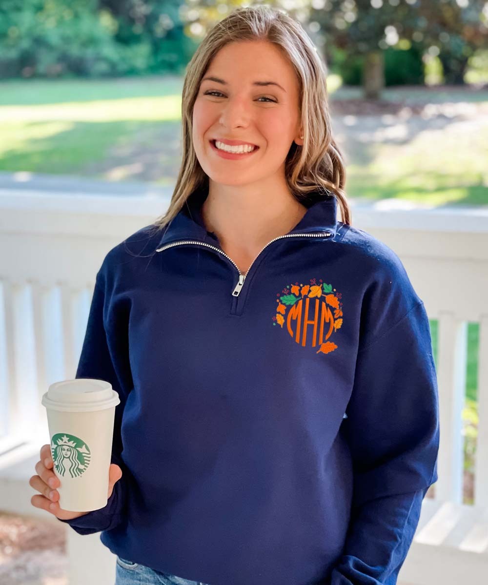 Monogrammed Fall Quarter Zip Pullover