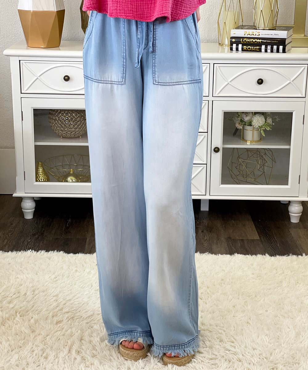 Chambray Wide Leg Pants