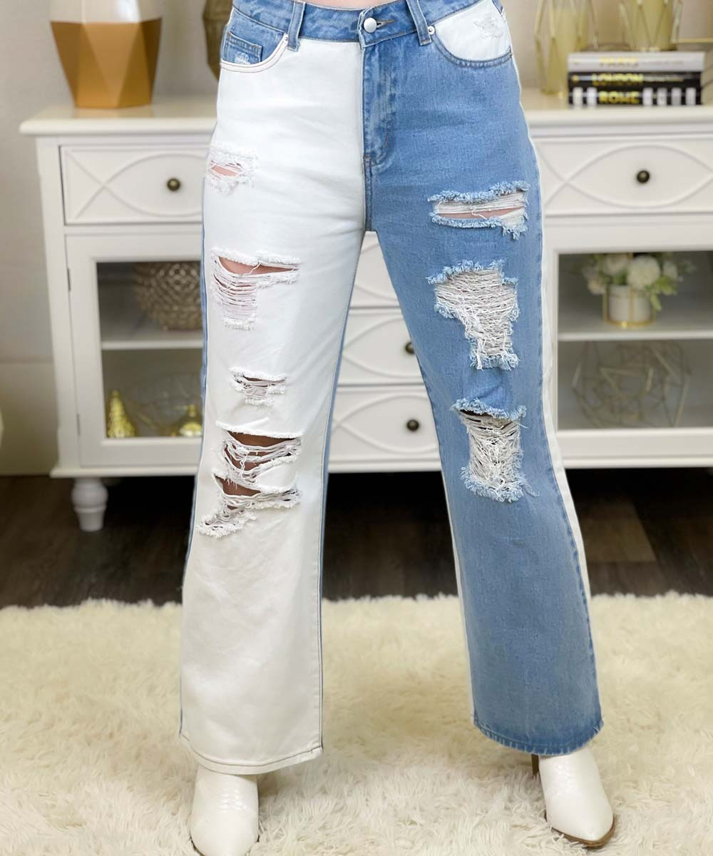 OPENYY◆DISTRESSED LOOSE STRAIGHT JEANS ジーパン OPEN YY】DISTRESSED LOOSE STRAIGHT JEANS | loop
