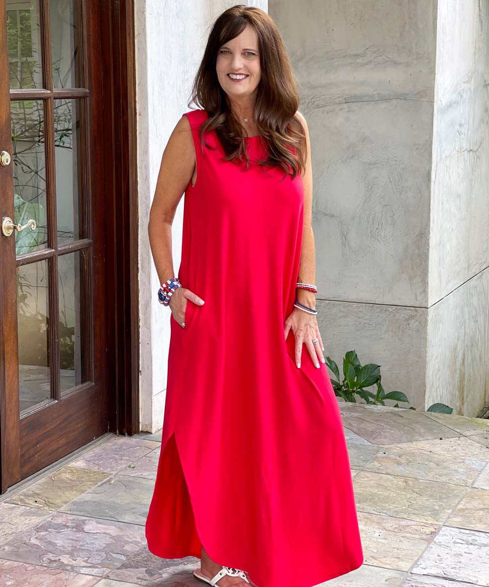 Sleeveless Ink Pocket Maxi Dress main image 0