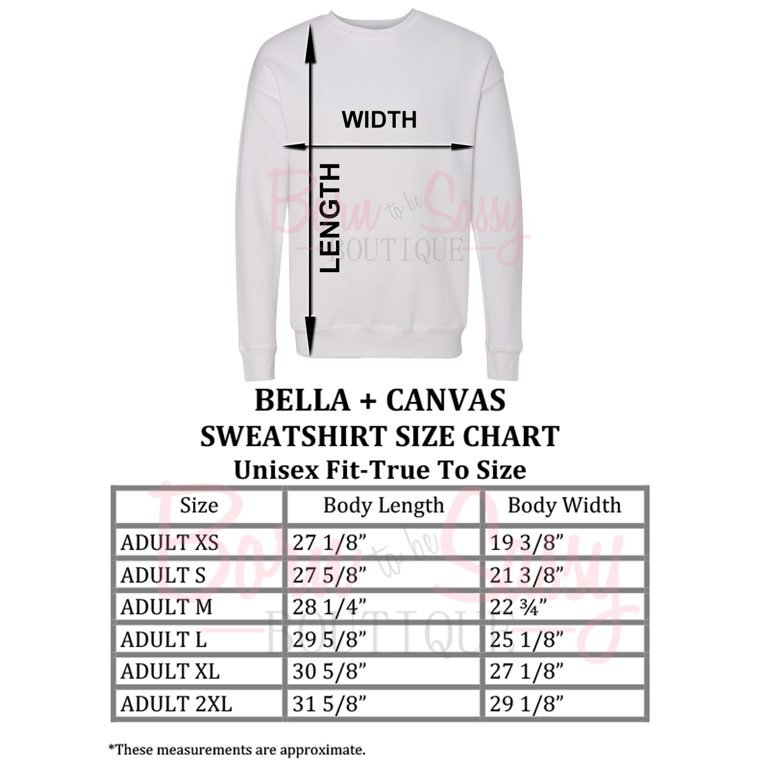 bella canvas hoodie size chart