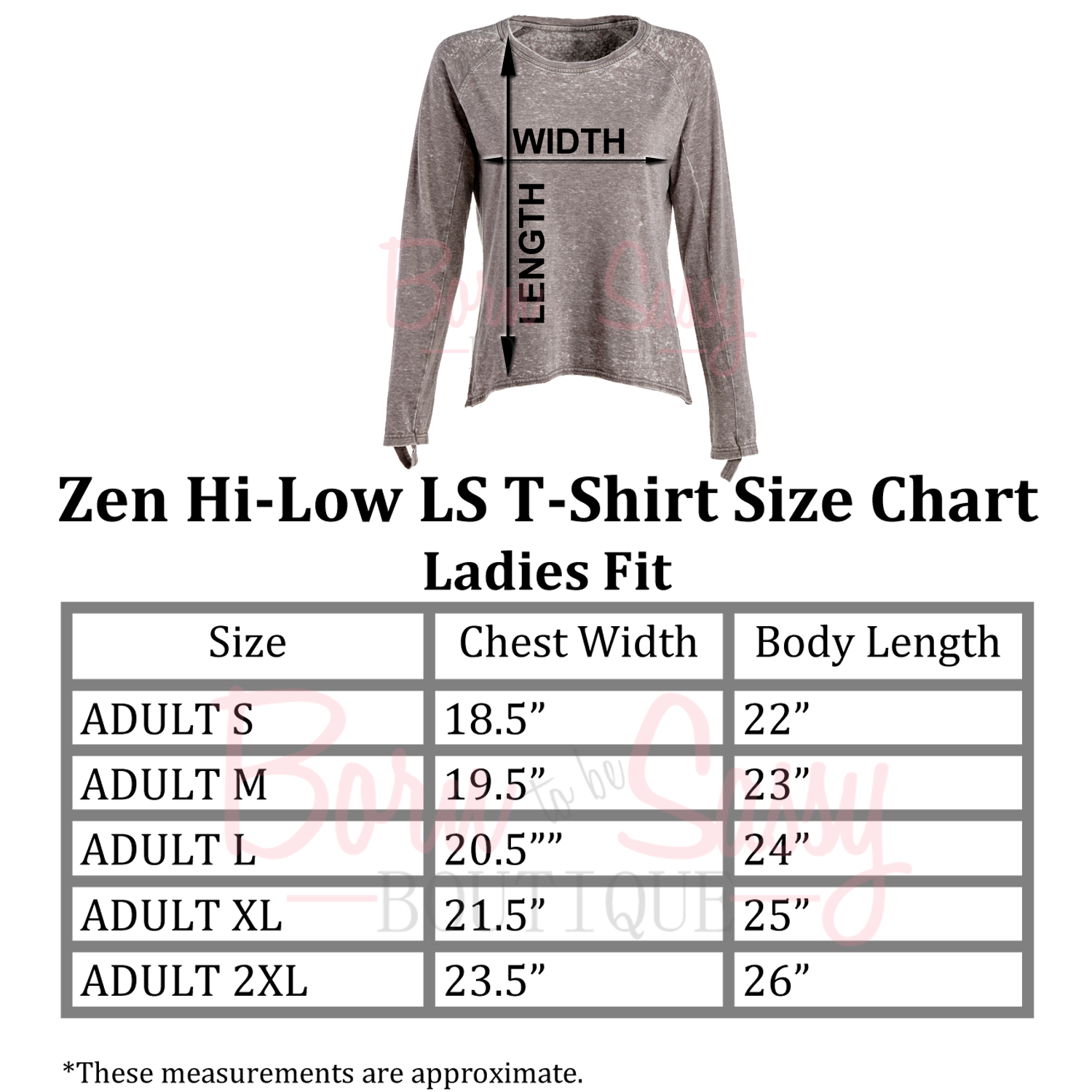 Monogrammed Ladies Zen Jersey Hi Low Long Sleeve T Shirt
