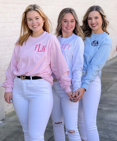 Born to Be Sassy Monogrammed Long Sleeve Denim Shirt