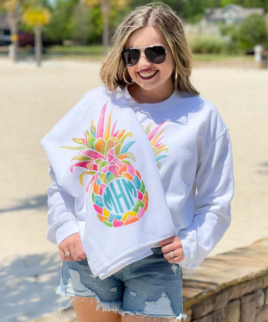 Born to Be Sassy Girls Monogrammed Rainbow Pineapple Graphic Shirt