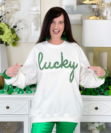 Faux Tinsel Lucky Graphic Shirt