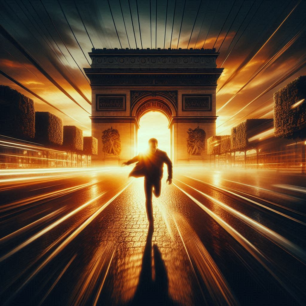 The Arc de Triomphe, sharp against the sky, anchoring the Champs-Élysées like a calculated checkpoint. Paris, cinematic and in motion. - TLC PARIS