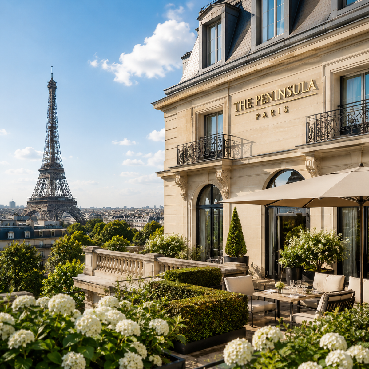 The Peninsula Paris | Skyline Views & Refined Luxury
Set in the Golden Triangle, The Peninsula Paris combines Belle Époque grandeur with understated modern style. From its rooftop restaurant L’Oiseau Blanc, admire sweeping Eiffel Tower views and dine above the city lights. Steps from Avenue Montaigne, Louis Vuitton, and Dior, it’s a destination of elegance and excellence — curated by TLC Paris Concierge.