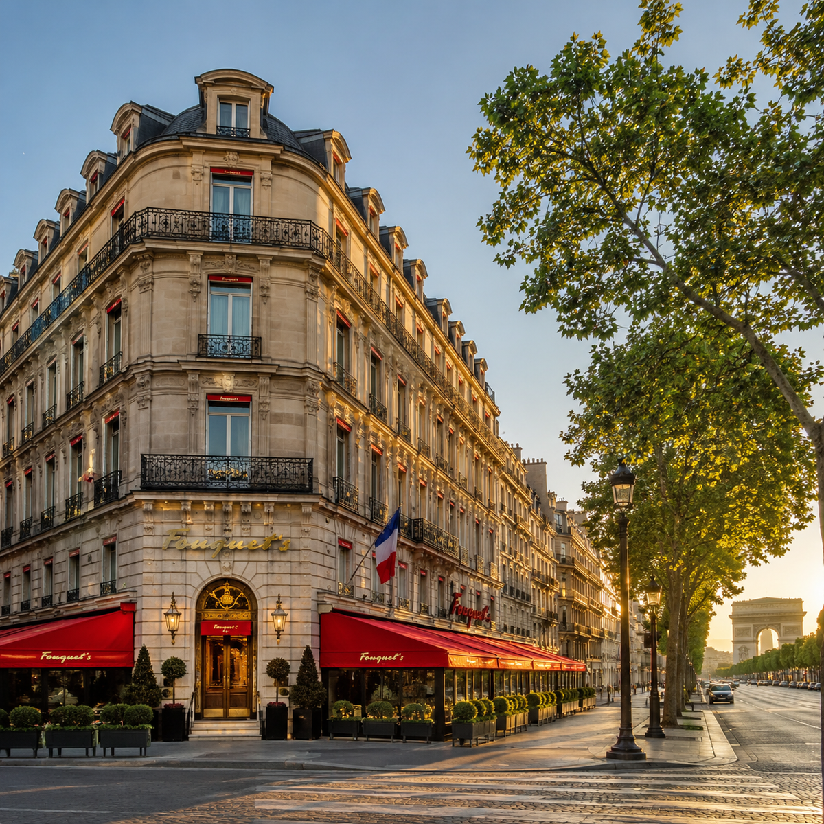 Hôtel Fouquet’s | Palace Energy & Spa Diane Barrière
In the heart of the Golden Triangle, Hôtel Fouquet’s blends cinematic heritage with contemporary luxury. Indulge in Spa Diane Barrière, dine at Fouquet’s Brasserie, or sip cocktails at Le Joy. Steps from Cartier, Louis Vuitton, and L’Avenue, it’s where glamour, gastronomy & well-being meet — curated by TLC Paris Concierge.