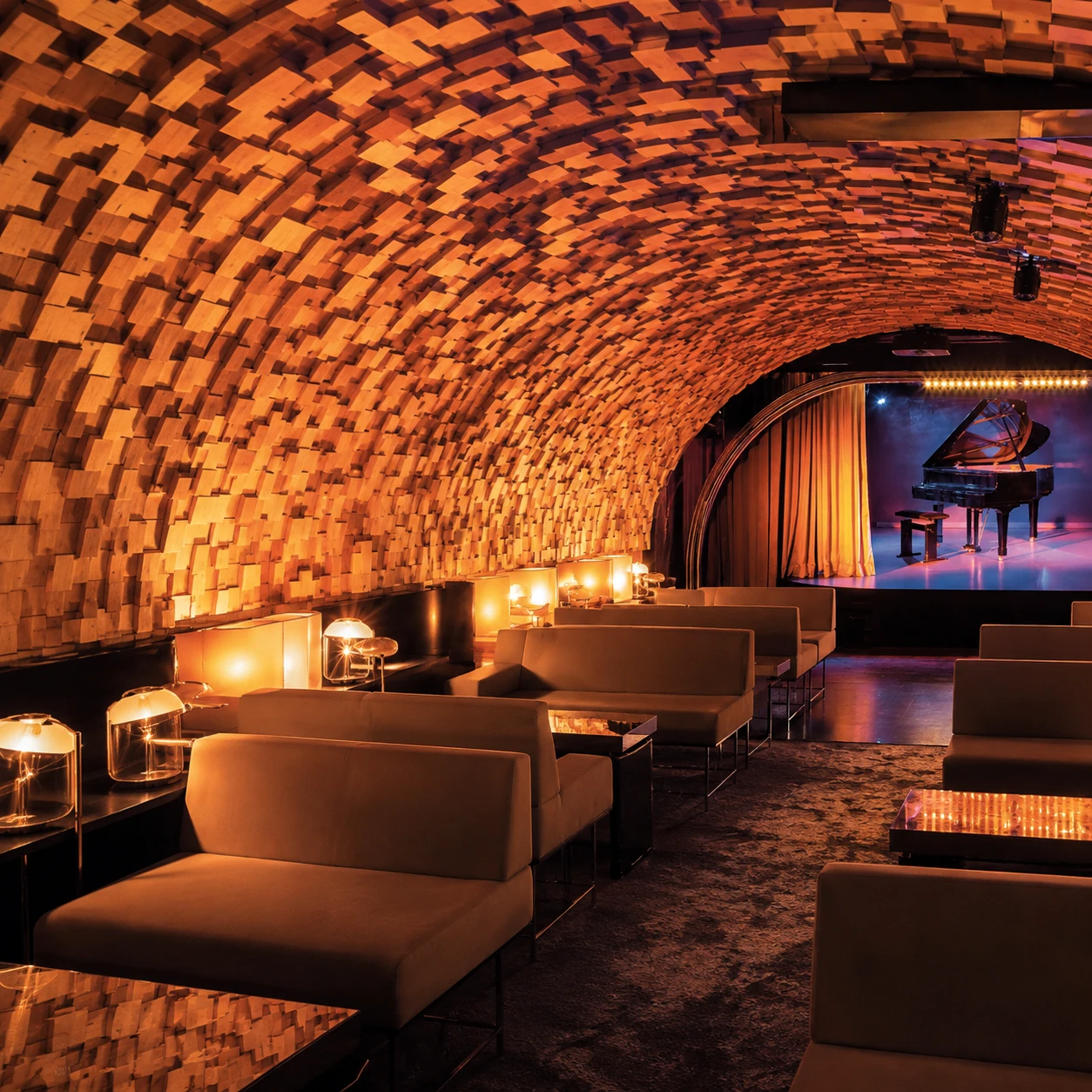 Silencio Paris cinematic club interior, atmospheric architecture and lighting