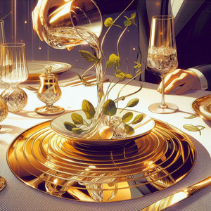 A beautifully plated dish at Arpège, showcasing vibrant, farm-fresh vegetables arranged with artistic precision. The elegant dining room features soft lighting, crisp white tablecloths, and minimalist décor, creating an intimate and refined ambiance. Every detail reflects the mastery of Chef Alain Passard’s plant-forward haute cuisine.