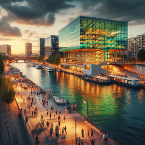 Bercy and Gare d’Austerlitz riverside district in Paris with Cité de la Mode et du Design and Seine views