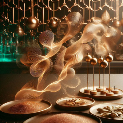 A vibrant and modern dish from Seeklo – Innovative Indian Grill & Cocktail Bar, where traditional Indian flavors meet creative, contemporary presentation. The dish showcases rich, smoky grilled meats or vegetables with bold spices, complemented by vibrant garnishes that enhance the visual appeal. In the background, the sleek, stylish bar area glows with ambient lighting, inviting guests to explore the expertly crafted cocktails. The atmosphere is trendy and lively, offering an exciting blend of Indian grill with a mixologist's touch, making it one of Paris' must-visit spots for both food and drinks. TLC Paris brings you to this dynamic and flavorful experience, combining bold cuisine with an unforgettable ambiance.