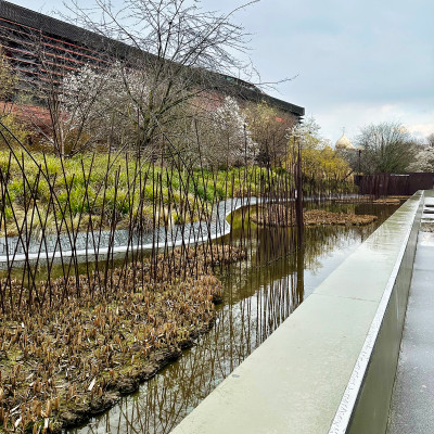 The museum's landscaped gardens provide a peaceful contrast to the galleries, creating a unique green space in the heart of Paris.