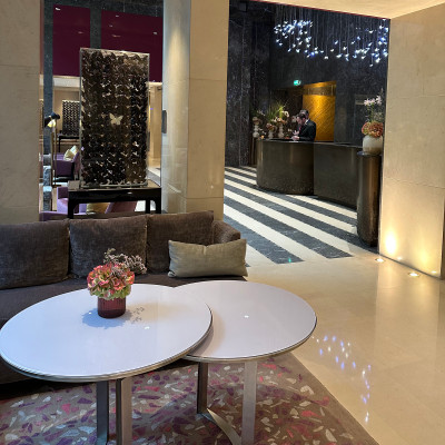 A sleek reception space where modern design meets discreet, attentive service.