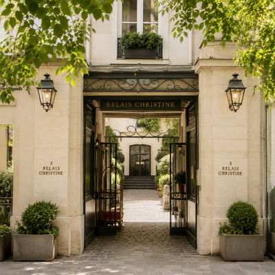 Relais Christine | Boutique Luxury & Left Bank Serenity
Tucked within Saint-Germain-des-Prés, Relais Christine feels like a private townhouse with lush gardens, vaulted suites & the Guerlain Spa. Steps from the Pont Neuf, Musée Delacroix, and cafés like Café de Flore and Les Deux Magots, it captures the spirit of Parisian intimacy — elegant, pet-friendly, and curated by TLC Paris Concierge.