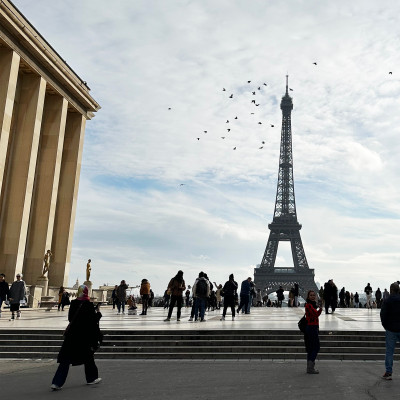 From the terraces of Trocadéro, visitors enjoy sweeping views across Paris and the Eiffel Tower.