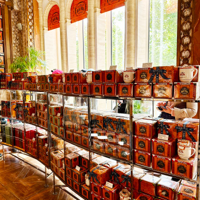 Bacha Coffee – A vibrant display of signature blends and collectible tins reflects the house’s passion for coffee culture, craftsmanship, and presentation.