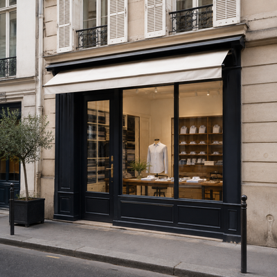 Maison Courtot – A timeless Parisian atelier specializing in bespoke shirtmaking. This image captures the intricate craftsmanship of a master shirtmaker at work, expertly tailoring fabric to create a personalized, perfectly fitted shirt. The artistry and precision reflect Maison Courtot’s commitment to the highest standards of quality and luxury in shirtmaking.