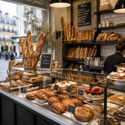 La Parisienne – A Parisian bakery celebrated for its award-winning baguettes and traditional French pastries. The boutique at 12 Rue du Faubourg Poissonnière in the 10th arrondissement showcases an array of freshly baked goods displayed in elegant glass cases. Inside, patrons can enjoy a selection of classic pastries, including buttery croissants, fruit tarts, and rustic breads. The inviting atmosphere and meticulous presentation make it a must-visit destination for those seeking authentic French confections.

La Parisienne – Une boulangerie parisienne réputée pour ses baguettes primées et ses pâtisseries françaises traditionnelles. La boutique située au 12 Rue du Faubourg Poissonnière dans le 10e arrondissement présente une gamme de produits fraîchement cuits, exposés dans des vitrines élégantes. À l'intérieur, les clients peuvent savourer une sélection de pâtisseries classiques, telles que des croissants au beurre, des tartes aux fruits et des pains rustiques. L'atmosphère accueillante et la présentation soignée en font une destination incontournable pour ceux qui recherchent des confiseries françaises authentiques