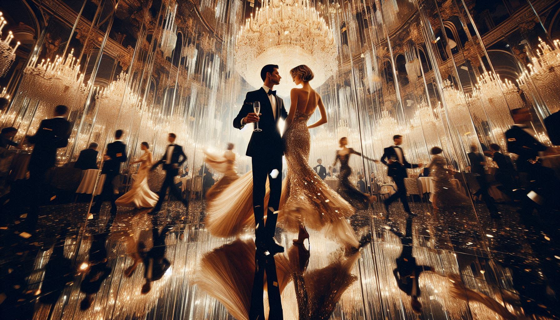 Armani black-tie — midnight wool tuxedo, satin peak lapels, crisp pleated shirt, classic bow tie