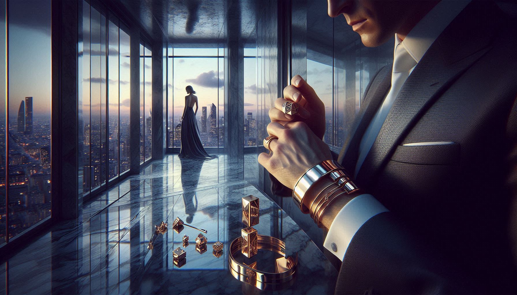 Celine High Jewellery & Modern Objects — sculptural gold forms, mirrored metal, Paris light on skin