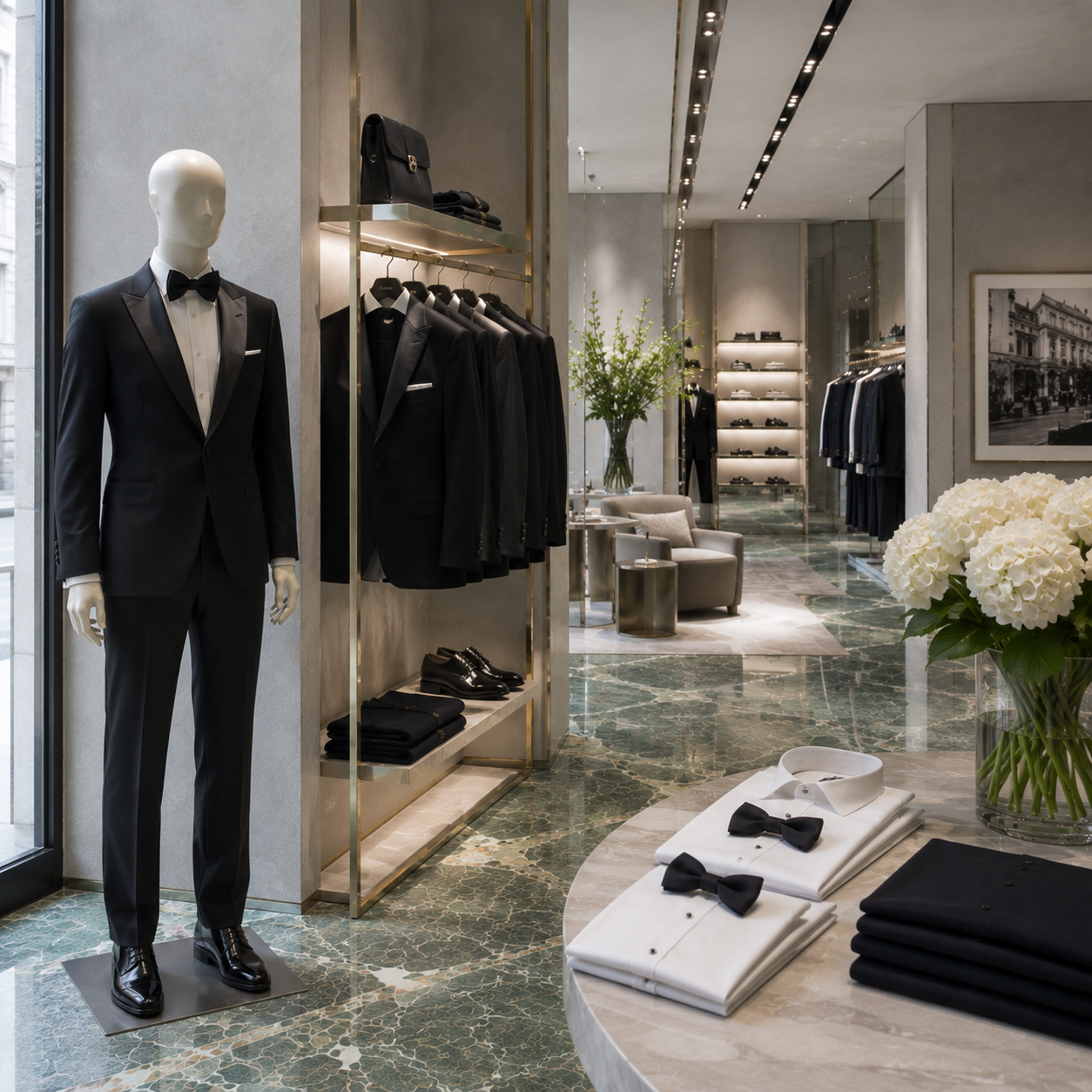 Giorgio Armani black-tie tuxedo and formal eveningwear in Paris