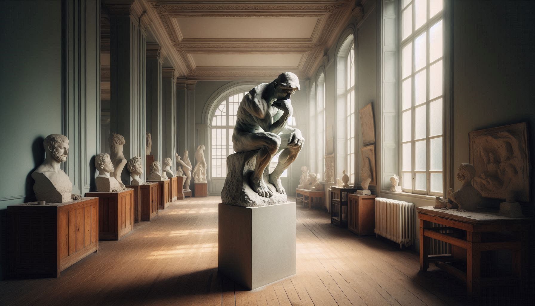 Musée Rodin — The Thinker in the garden, Hôtel Biron and Parisian sky