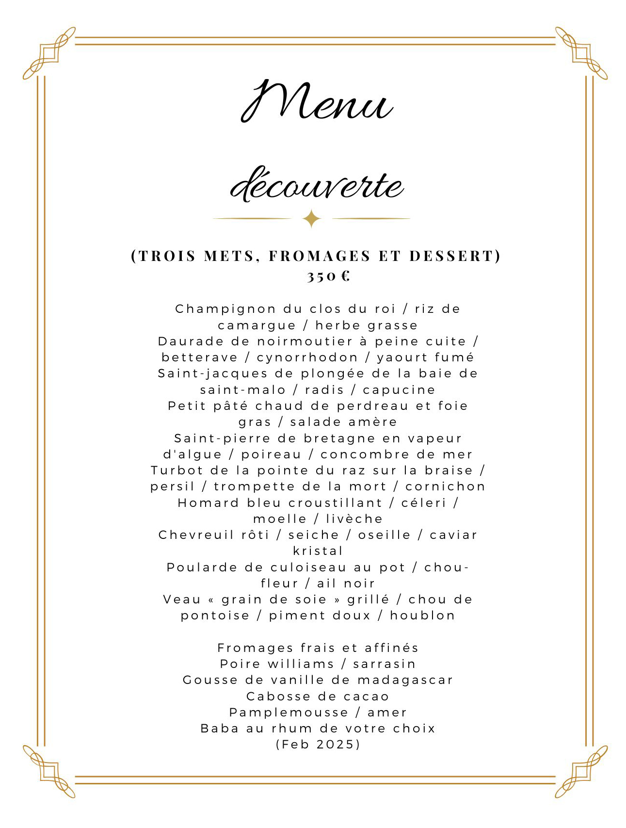 Restaurant Le Meurice Alain Ducasse - Menu Decouverte - TLC Paris