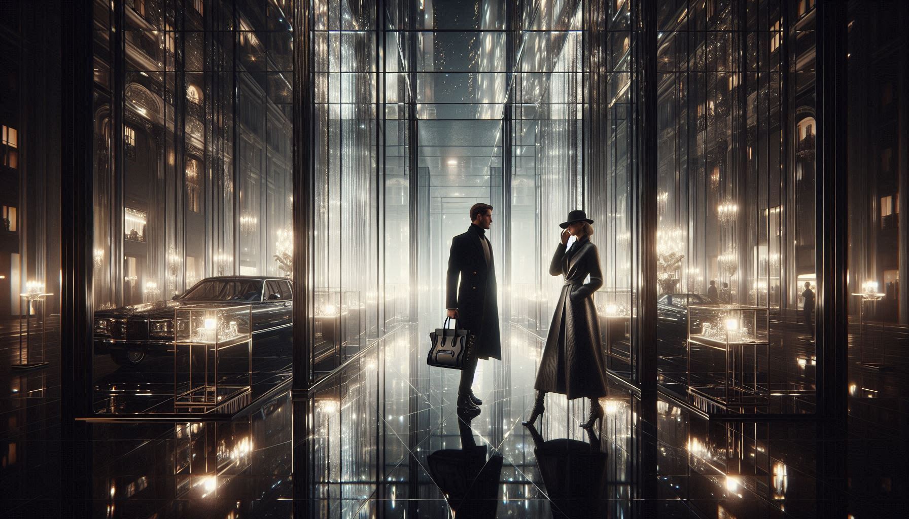 Celine Avenue Montaigne mood: structured bag, dark sunglasses, sharp collarbone light