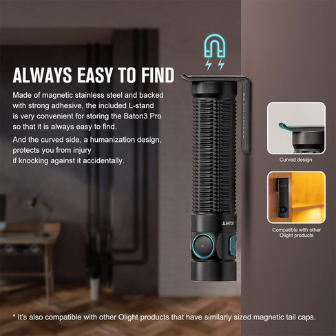 Olight Baton 3 Pro Max magnetic charging connection and torch body detail