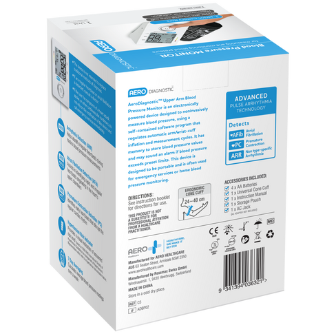 AERODIAGNOSTIC blood pressure monitor box contents