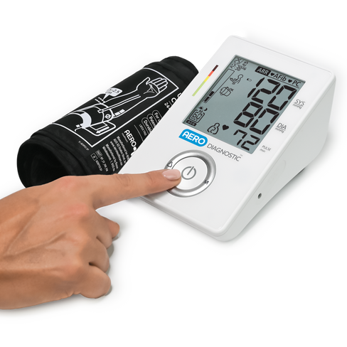 AERODIAGNOSTIC automatic upper arm blood pressure monitor in use