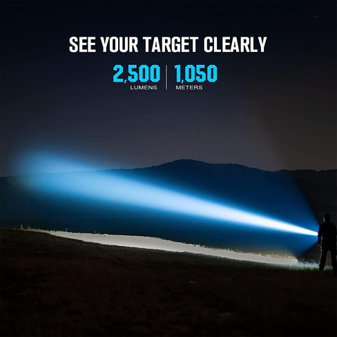 Olight Javelot Pro 2 beam distance 1050 metres graphic