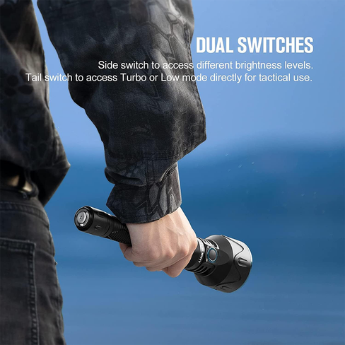 Olight Javelot Pro 2 dual switch operation with tail switch and side switch