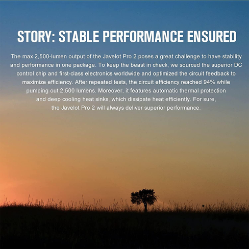 Olight Javelot Pro 2 flashlight showing stable performance design