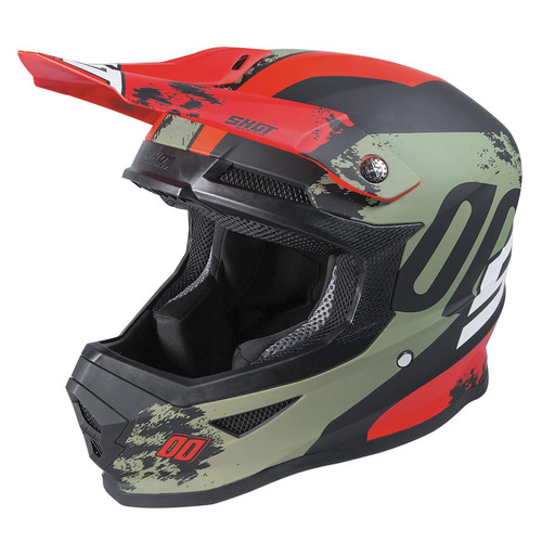 2020 Shot Furious MX Helmet Adult - Shadow Kaki Red Matt