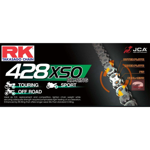 RK Heavy Duty Off Road Motorcycle Touring Motorbike Chain 428 XSO X 120