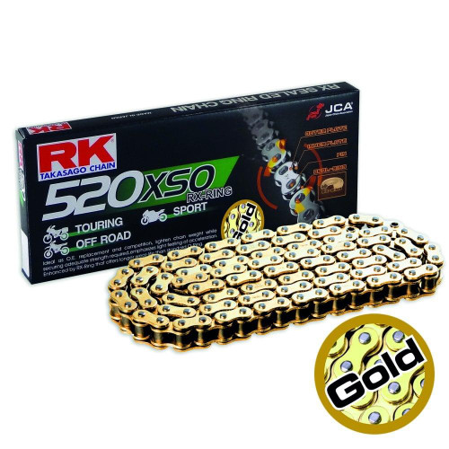 RK Heavy Duty Motorcycle Bike Derive Chain Carbon Alloy Steal 520XSO GOLD X 100