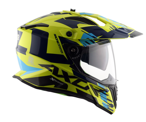 Apex Turbine Hex 2 Neon Yellow Blue Helmet | Axor Helmet