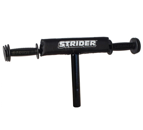 Strider Pro Handlebar with black mini grips and a Strider-branded handlebar pad