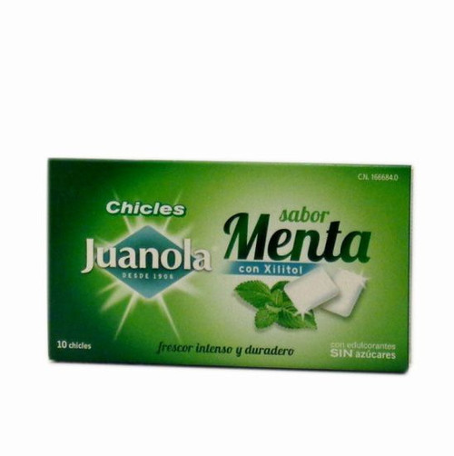 Juanola chicle sabor menta con xilitol 10 UDS