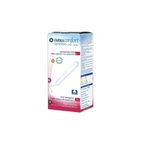 Tampones de algodón con aplicador farmaconfort mini 18 U