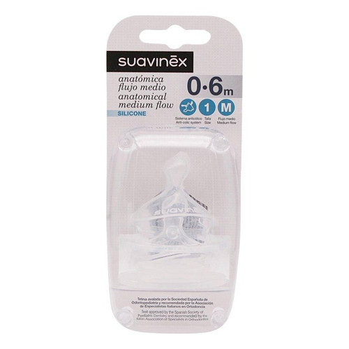 Suavinex tetina 0-6 m anatómica silicona flujo medio 2 unidades
