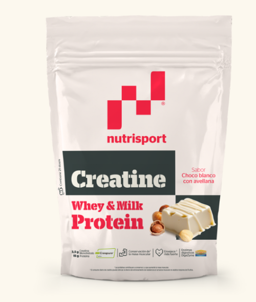 NUTRISPORT WHEY PROTEIN CREATIN CHOCO BLANCA Y AVELLANA