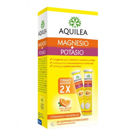 Aquilea magnesio + potasio 28 comp efervescentes