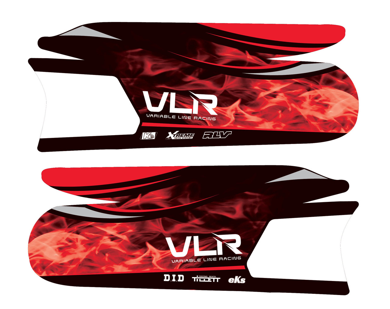 P/N ZVLE6010: VLR Emerald Side Pod Graphic Set for Duo Evo, Red Flames