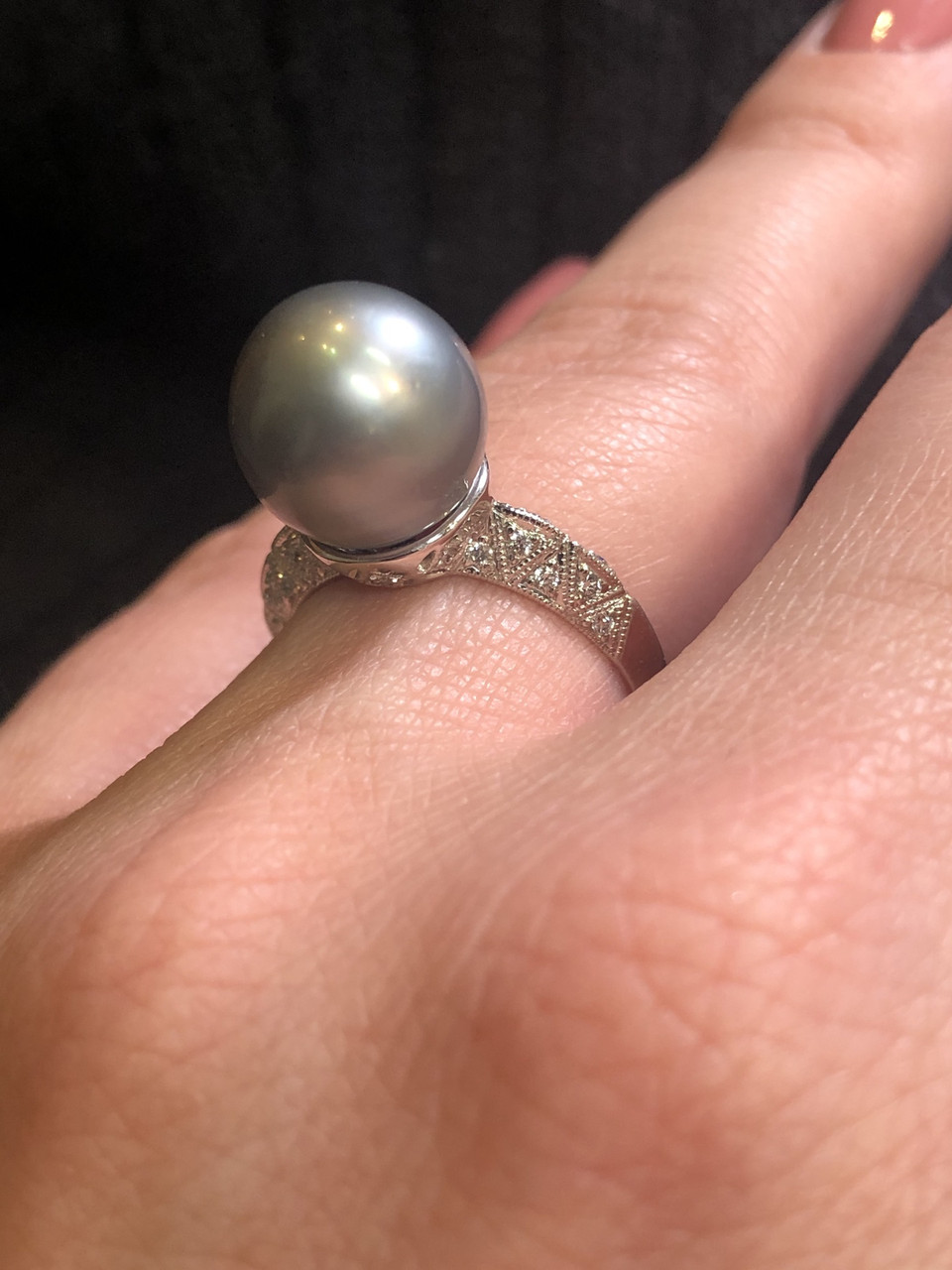 7.9g 14KYG 12.8mm TAHITIAN PEARL with 0.30ctw DIAMOND RING SIZE 6 - Hawaii  Estate & Jewelry Buyers