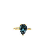Pear-Shaped London Blue Topaz & Diamond Ring