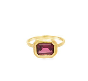 Bezel Set Rhodolite Garnet Ring