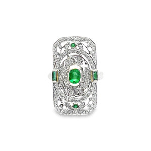 Emerald & Diamond Deco Ring